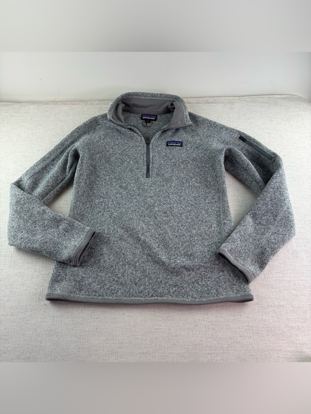 Patagonia women’s M Heather Gray Quarter-Zip Fleece Pullover sweater long sleeve